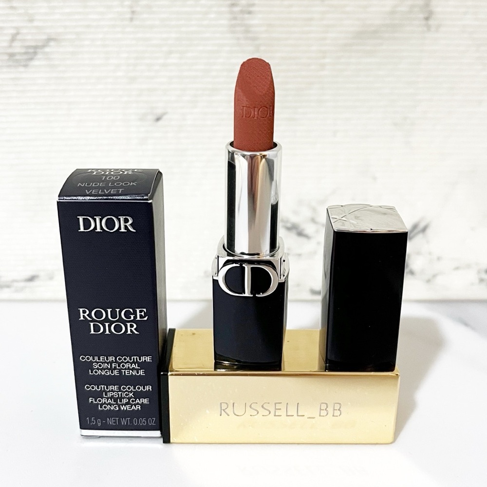 Dior Rouge Lipstick Color 100 Nude Look Velvet • Travel Size